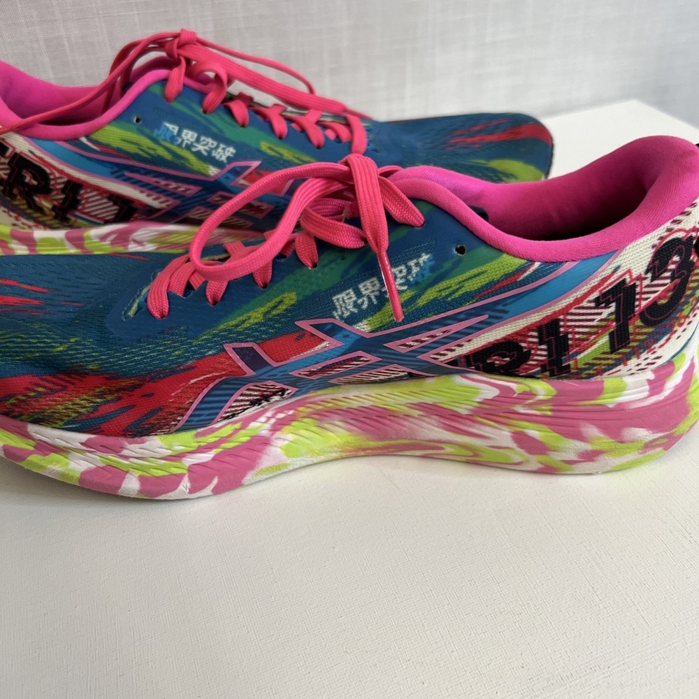 ASICS Noosa Tri 13 Women's Running Shoe Size 10 Bright Colorful Pink Blue Green - Picture 6 of 11